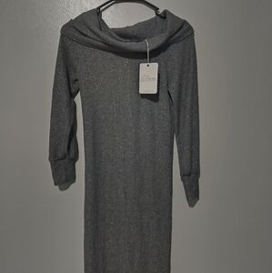 Elan Gray Cowl Neck Sweater Dress
